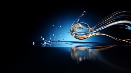 Abstraction of glass and water on a dark blue background