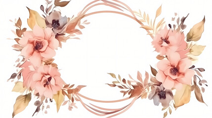 Watercolor vintage floral geometric frame