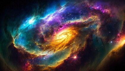 Obraz na płótnie Canvas Distant galaxy with swirling nebulas