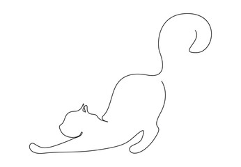 Cat in one continuous line drawing. Isolated on white background vector illustration. Pro vector. 