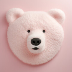 a small tufted rug in the shape of a flat polar bear's head on a light pink wall created with Generative Ai