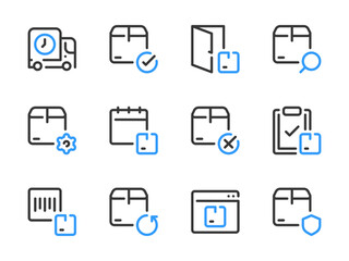 Shipping, Logistics and Delivery vector line icons. Deliver the Package and Order Transportation outline icon set.