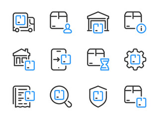 Shipping, Logistics and Delivery vector line icons. Deliver the Package and Order Transportation outline icon set.