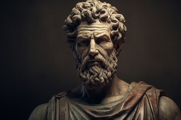 Elegant depiction of the Marcus Aurelius statue, a timeless symbol of ancient Roman wisdom and leadership.

 - obrazy, fototapety, plakaty