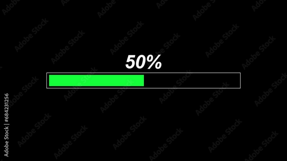 Poster loading bar solid green animation background motion graphics 0-100% in 4k.