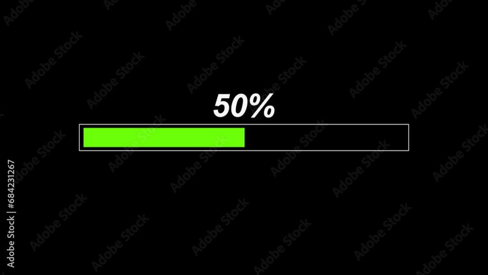Poster loading bar solid green animation background motion graphics 0-100% in 4k.