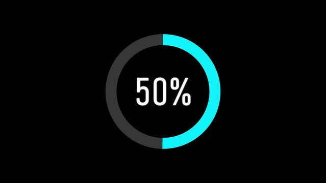 Pie Chart 0 to 100% Percentage Infographics Loading Circle Ring or Transfer, Download Animation with alpha channel. 4K.