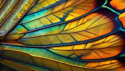 Macro shot of the beauty of a butterfly's colorful wing