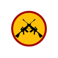 Crossed weapons logo icon illustration design vector