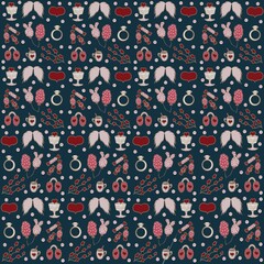 wings, heart, cupcake with heart, ring, bunny balloons, candy, garland with heart, cup with heart and cocoa, fluffy fur headphones, love, Valentine's day, birthday, holiday, party