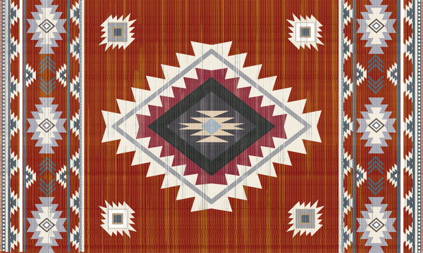 Navajo tribal vector seamless pattern. Native American ornament. Ethnic South Western decor style. Boho geometric ornament. Vector. Mexican blanket, rug. Woven carpet illustration.satin