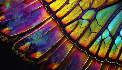 Macro shot of the beauty of a butterfly's colorful wing