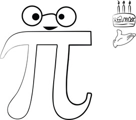 Happy international day of mathematics vector background illustration. World Pi Day hand-drawn style banner.