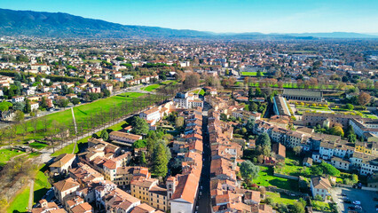 Aerial view of Lucca medieval town, Tuscany - Italy