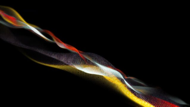 Abstract loop mesh glow colorful digital particles wave flow for futuristic hi tech technology background,Motion of digital data flow.big data background concept. Cyber or technology background