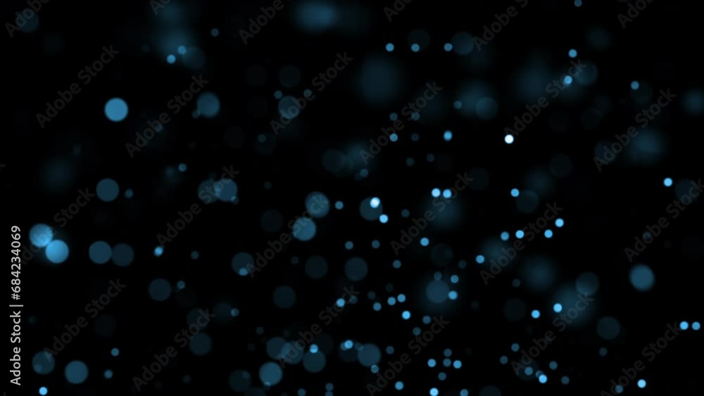 Poster abstract loop blurred festive blue green bokeh floating motion 3d animation on black background. hol