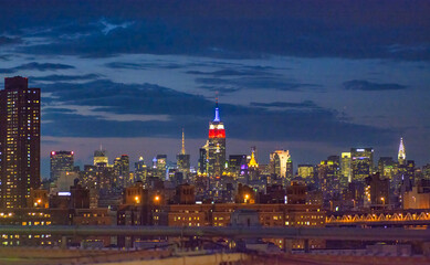 Lower Manhattan night skyline, NYC