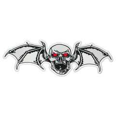 Embroidered patch skull with wings. Accessory for rockers, metalheads, punks, goths.
