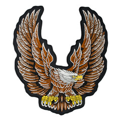 Embroidered patch eagle with spread wings. Accessory for rockers, metalheads, punks, goths.