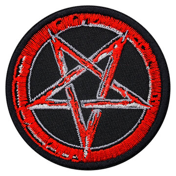 Embroidered patch pentagram, Baphomet. Occult symbolism. Satan Lilith 666 Devil. Accessory for rockers, metalheads, punks, goths.