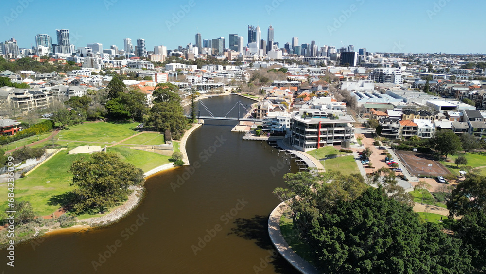 Sticker Aerial view of Claise Brook and Mardalup Park in Perth