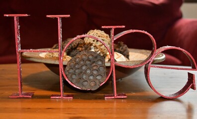 Hope Decoration on a Wooden Table