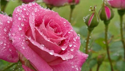 Macro shot of a pink rose with water droplets