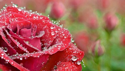 Macro shot of a pink rose with water droplets