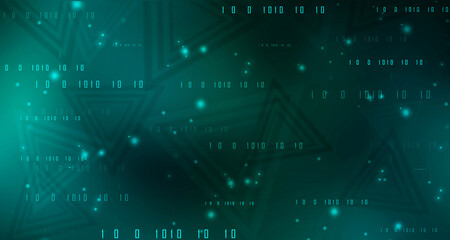 Binary Code Background, Digital Abstract technology background, flowing number one and zero text in binary code format in technology background. Internet Big data Concept