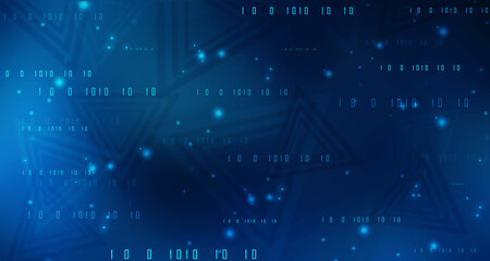 Binary Code Background, Digital Abstract technology background, flowing number one and zero text in binary code format in technology background. Internet Big data Concept