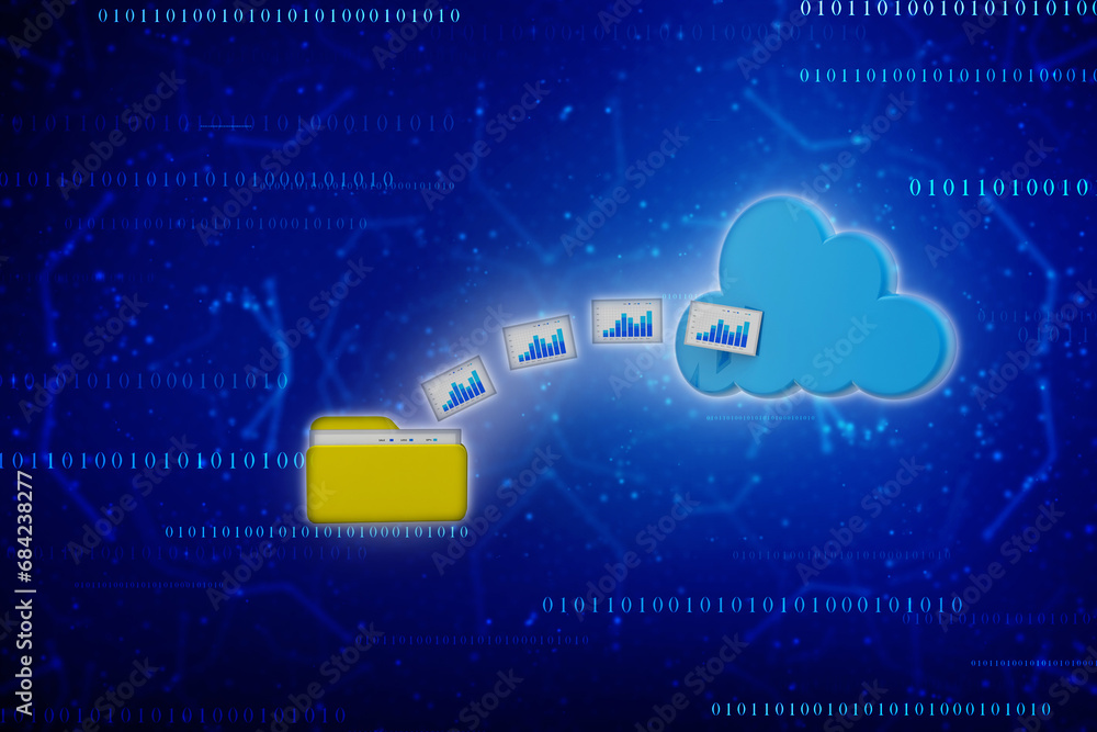 Poster 3d rendering cloud computing concept, cloud internet technology concept background, cloud computing 