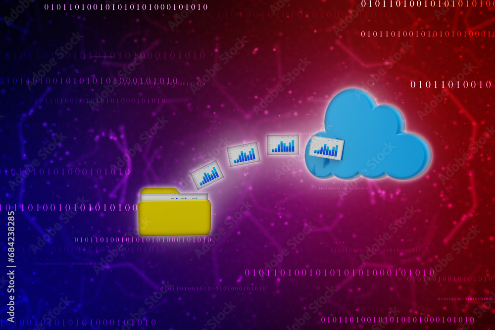 Poster 3d rendering cloud computing concept, cloud internet technology concept background, cloud computing 