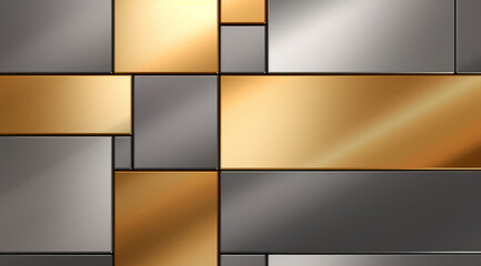 An arrangement of gold and silver metallic squares with a mix of matte and shine.