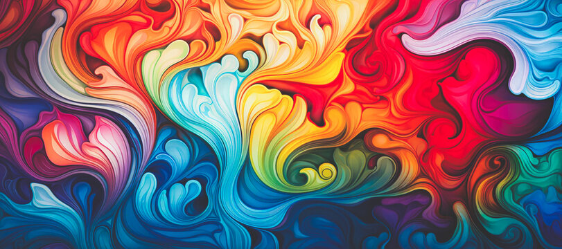 Baner, kolorowe tło z psychodelicznymi wzorami.