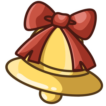 yellow bell with red ribbon s0 cute