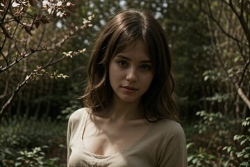 Naklejka premium portrait of a woman on the woods
