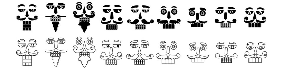 Nutcracker face icon vector set. Nutcracker illustration sign collection. Ballet symbol or logo.