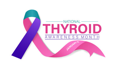 Thyroid awareness month is every year in  January. Banner, Holiday, poster, card and background design Template. - obrazy, fototapety, plakaty