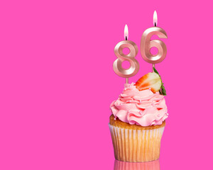 Birthday Cupcake With Candle Number 86