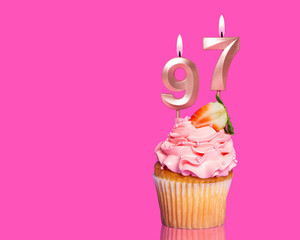 Birthday Cupcake With Candle Number 97