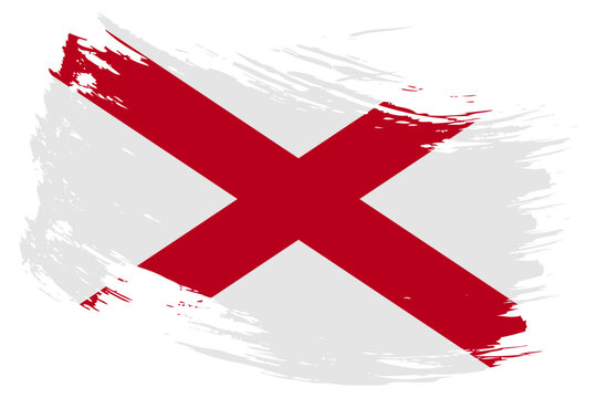 Alabama US State brush stroke flag vector background. Hand drawn grunge style isolated banner