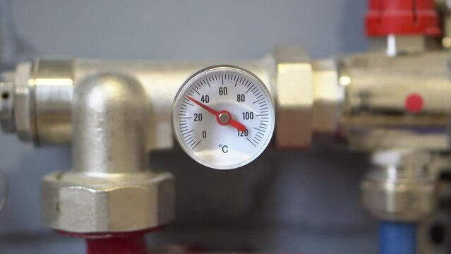 Footage of a Water  temperature sensor in a house water heating system