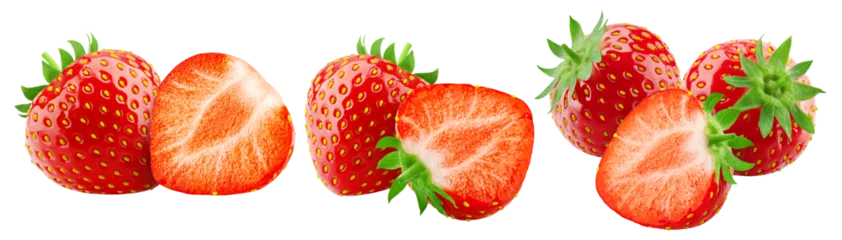 Fotobehang strawberry isolated on white background, clipping path, full depth of field © grey