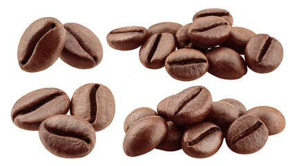 coffee beans isolated on white background, clipping path, full depth of field