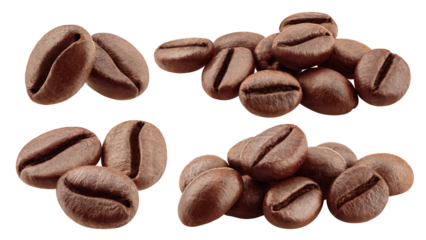 coffee beans isolated on white background, clipping path, full depth of field