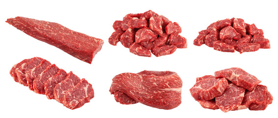 meat, beef, isolated on white background, clipping path, full depth of field