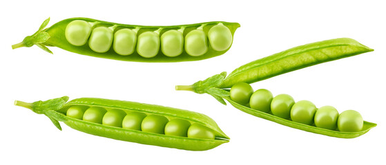 green Pea pod, isolated on white background, clipping path, full depth of field