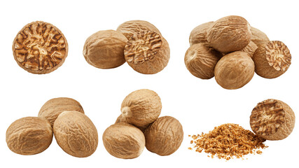 Nutmeg isolated on white background, clipping path, full depth of field