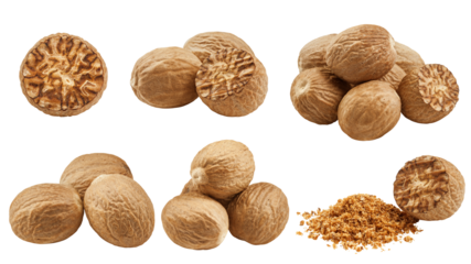 Nutmeg isolated on white background, clipping path, full depth of field