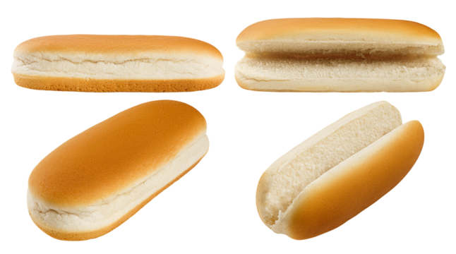 HOT DOG bun isolated on white background, clipping path, full depth of field
